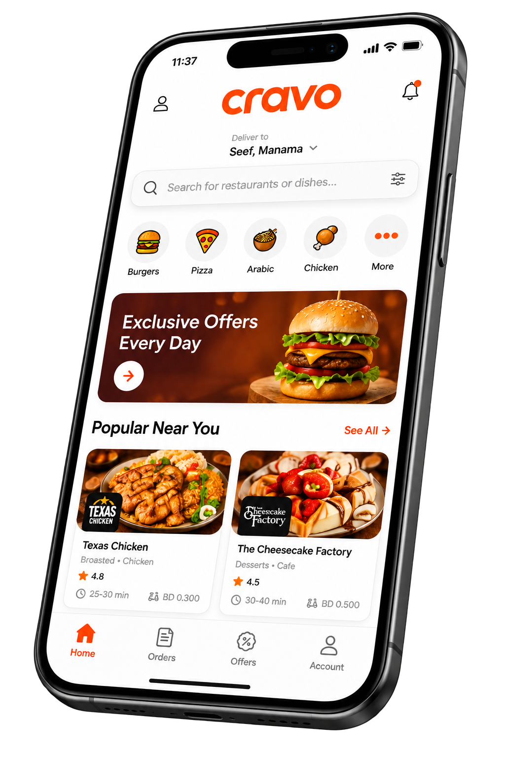CRAVO food delivery app